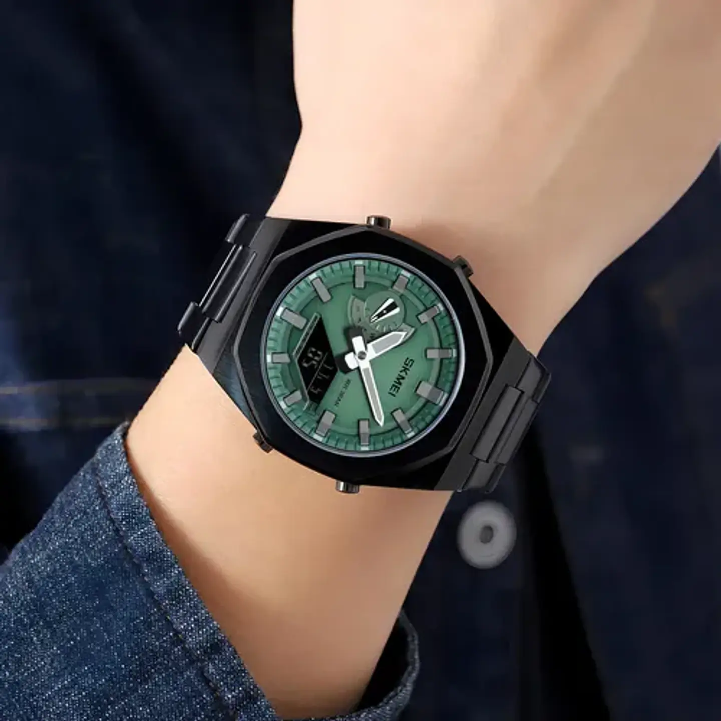 RELOJ SKMEI 1816 BLACK AND GREEN 2