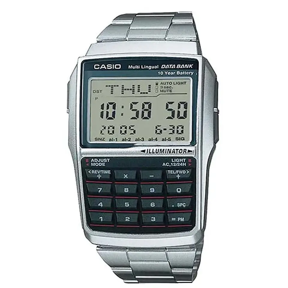 Reloj Casio Calculadora Digital Dbc-32d-1adf Luz Fecha Gris 1