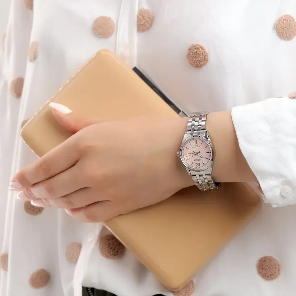 CASIO LTP 1335D-5AV RELOJ MUJER ORIGINAL PLATEADO DIAL ROSA 3