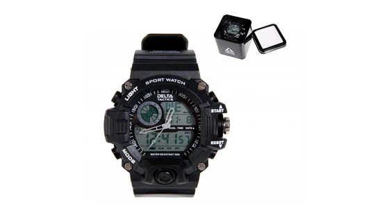 Reloj Táctico Análogo Digital Negro Delta Tactics - Resistente al Agua 50m | Reloj Militar Outdoor para Caza y Pesca 1