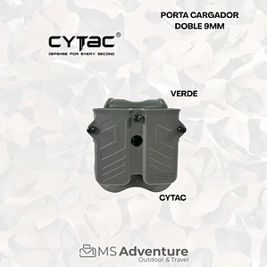 Porta Cargador Doble 9mm CYTAC Verde | Funda Táctica para Cargadores