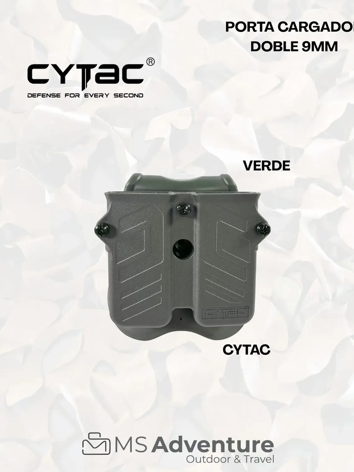 Porta Cargador Doble 9mm CYTAC Verde | Funda Táctica para Cargadores 1