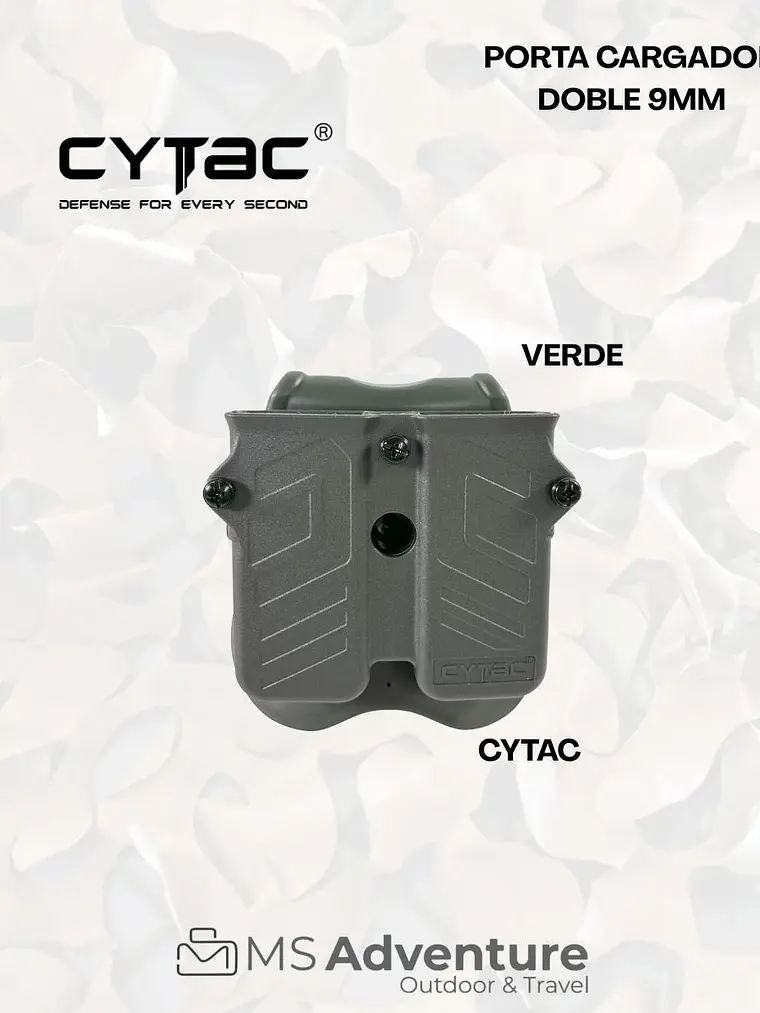 Porta Cargador Doble 9mm CYTAC Verde | Funda Táctica para Cargadores 1