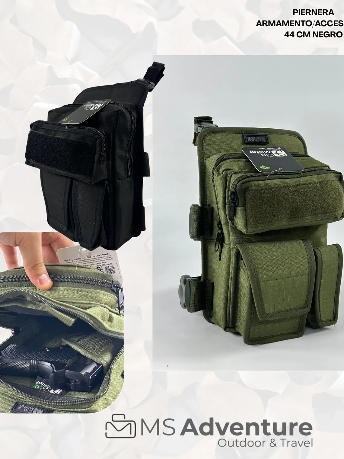 Piernera Táctica 44 cm Negra | Bolso de Muslo para Armamento y Accesorios 1