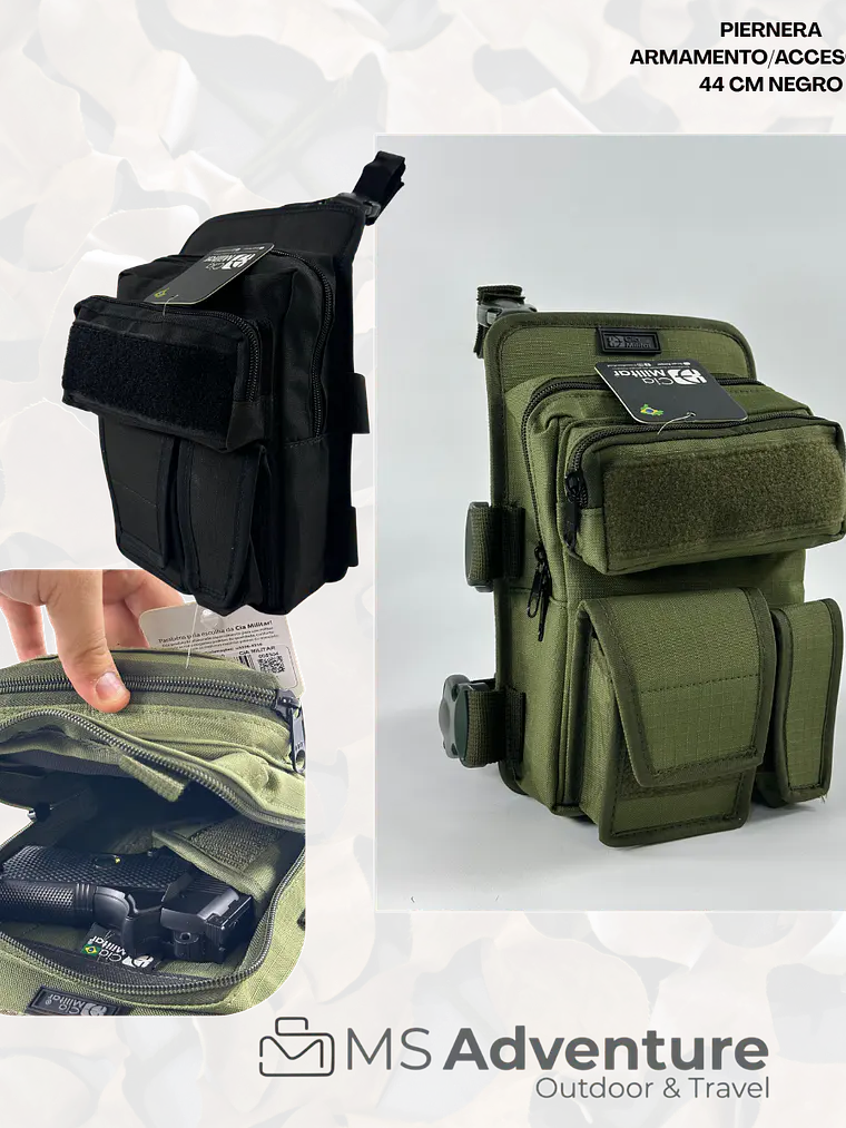 Piernera Táctica 44 cm Negra | Bolso de Muslo para Armamento y Accesorios 1