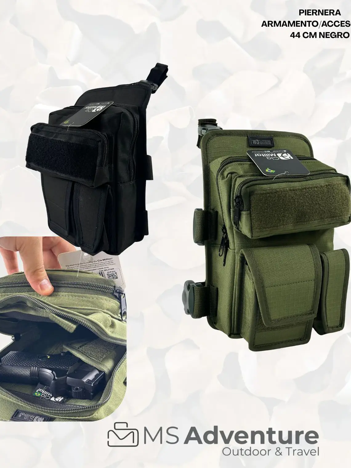 Piernera Táctica 44 cm Negra | Bolso de Muslo para Armamento y Accesorios 1
