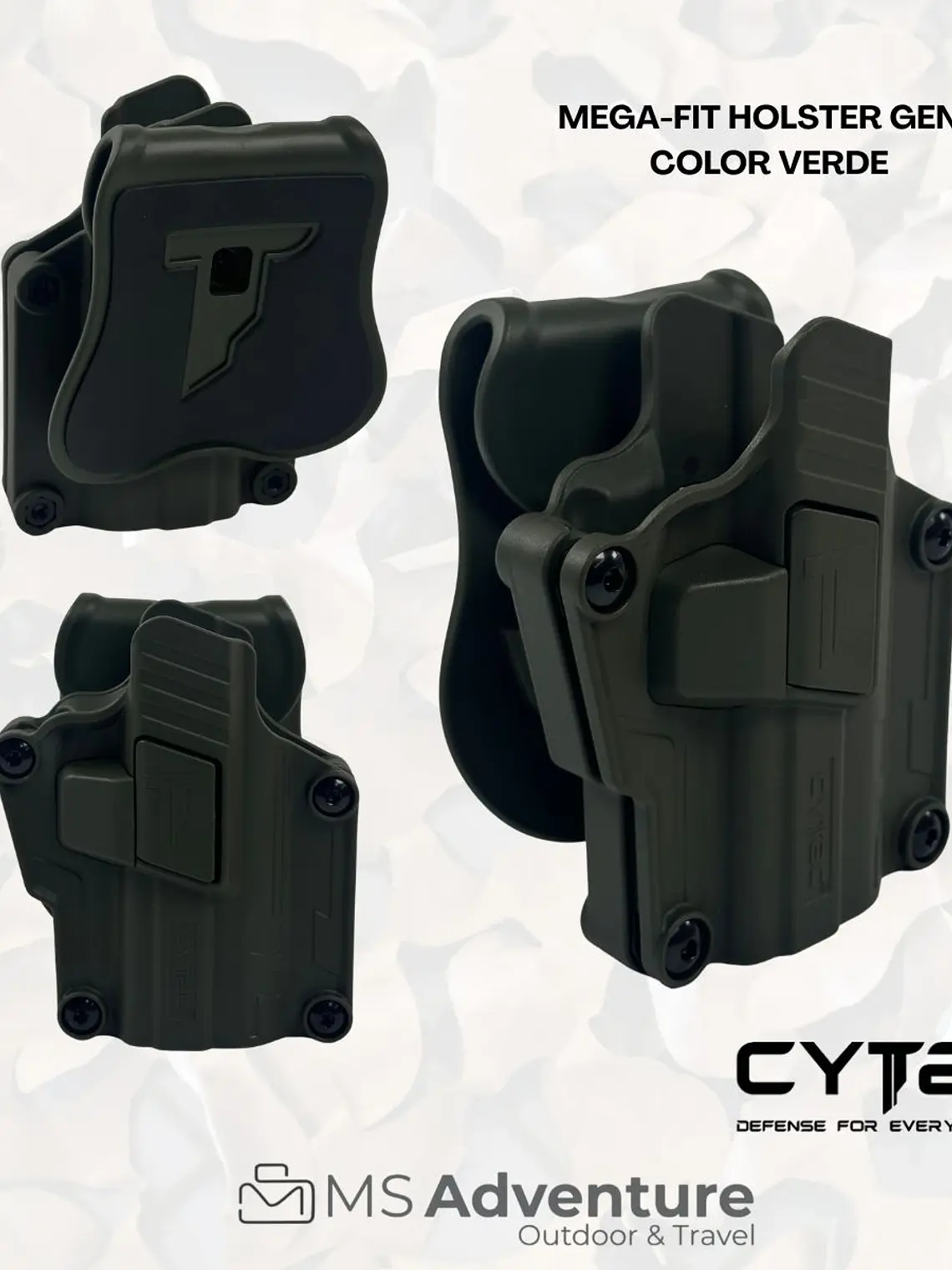 Funda Táctica Mega-Fit Holster Gen2 Color Verde DERECHA 1