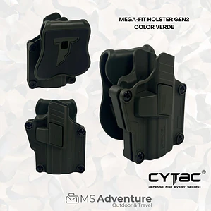 Funda Táctica Mega-Fit Holster Gen2 Color Verde DERECHA