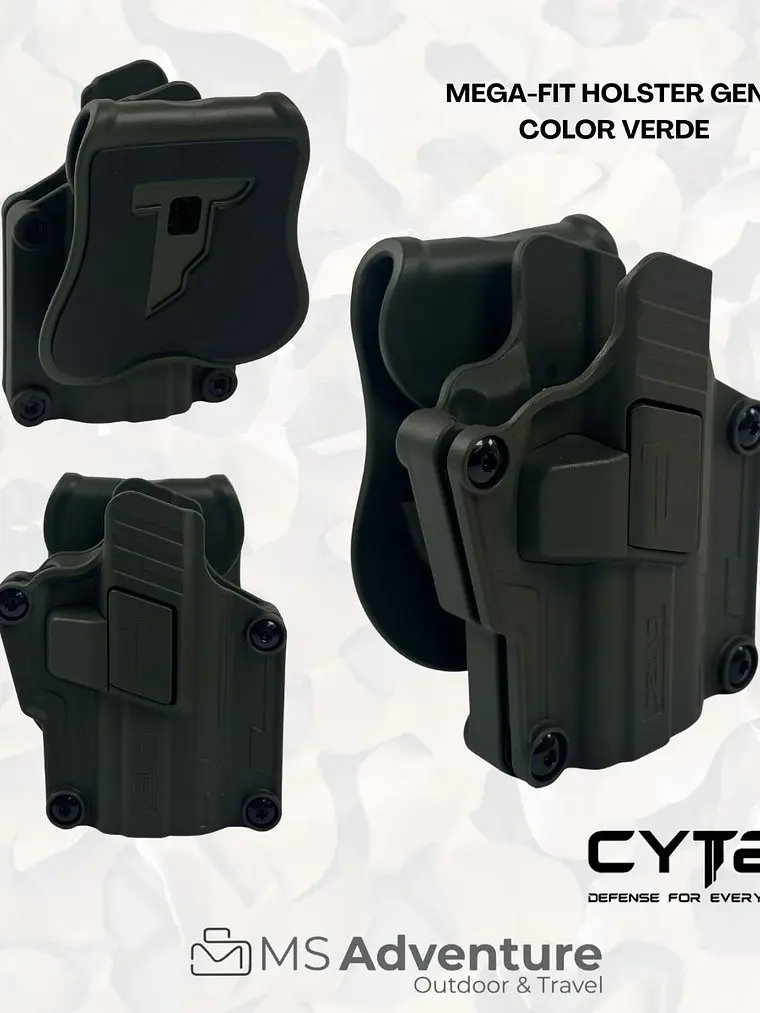 Funda Táctica Mega-Fit Holster Gen2 Color Verde DERECHA 1