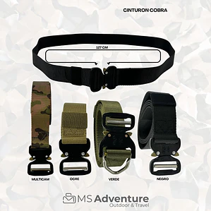 Cinturón Cobra Táctico 127cm – Hebilla de Liberación Rápida y Alta Resistencia (Multicam, Ocre, Verde, Negro)