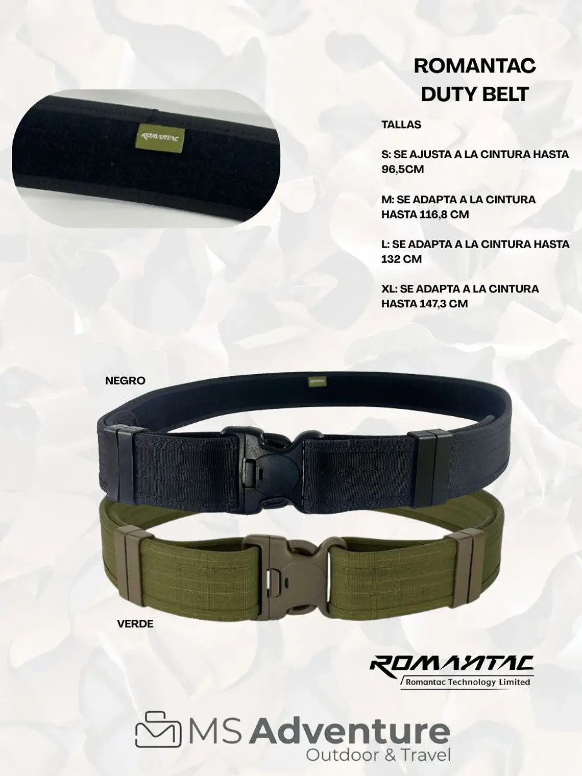 Duty Belt Romantac – Cinturón Táctico de Servicio Ultra Resistente (Negro/Verde, S-XL) 1