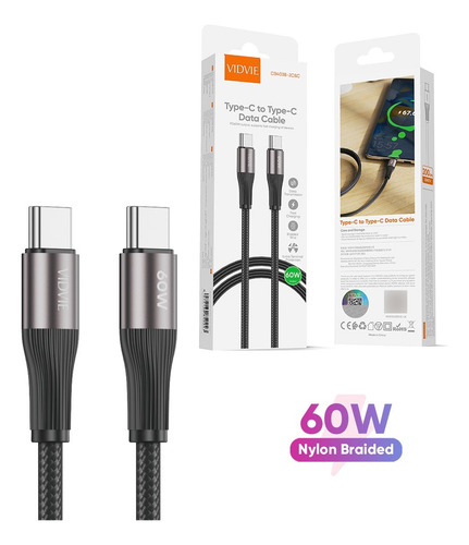 Cable Usb Tipo C A Tipo C Carga Y Datos 100cm 60w 3