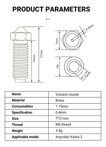 Pack X2 Boquilla Anycubic Kobra Version 2/3 Kombo 12