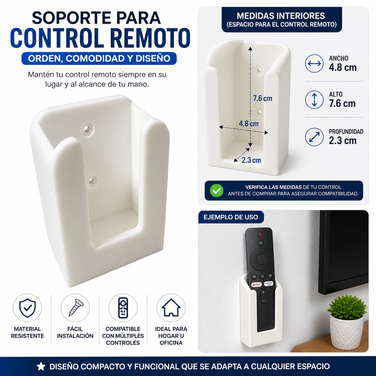 Soporte Para Control Remoto Universal Tamaño S 2