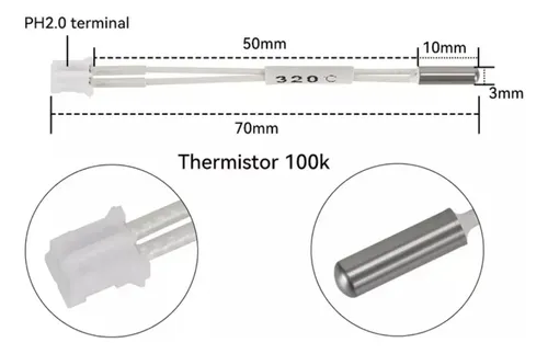 Termistor Ender 3 V3 Ke-k1-k1 Max Sensor De Temperatura 3