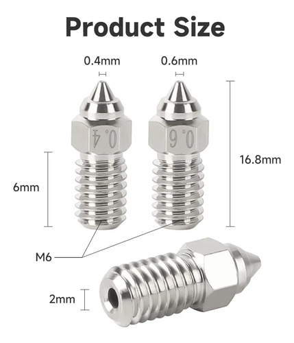 Boquilla 0.4mm Acero Inoxidable Ender 3 V3 Se 5