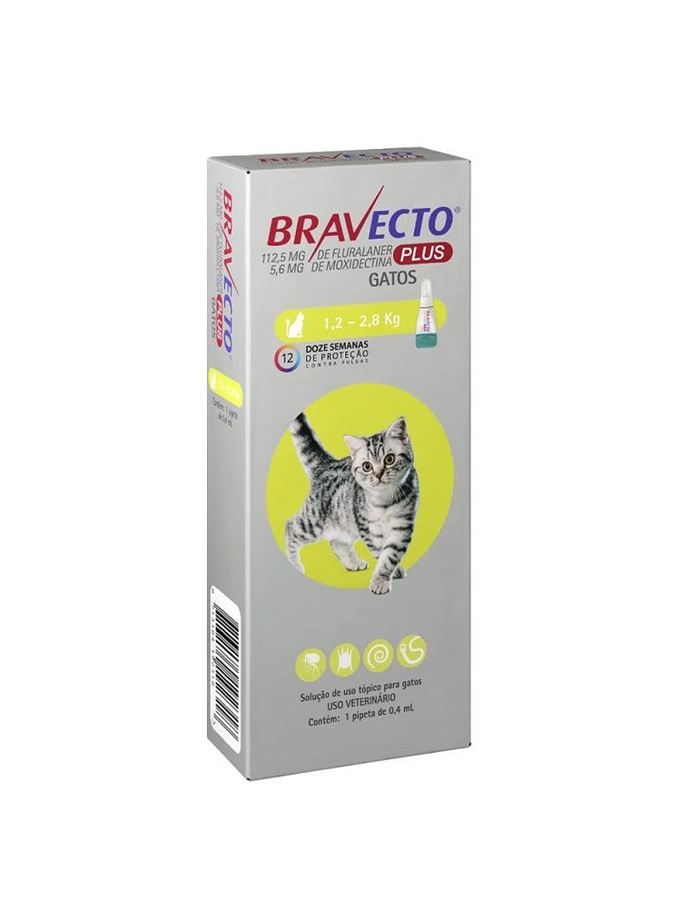 Bravecto Plus Gato 1.2 a 1.8kg 1