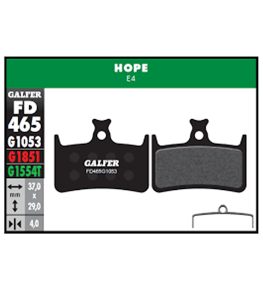 Pastillas Galfer para Hope E4 - Advanced 