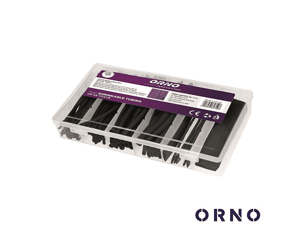 CONJUNTO DE TUBOS MANGA TERMORETRÁCTIL PRETO 100PCS ORNO 1