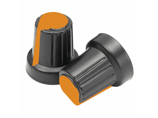 BOTÃO PARA POTENCIOMETRO PRETO COM LINHA LARANJA 15X17MM 1