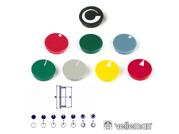 TAMPA PARA BOTÃO DE 28MM PRETO COM LINHA VELLEMAN 1