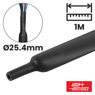 TUBO MANGA TERMORETRÁCTIL 25.4MM 1M PRETO ALPHA