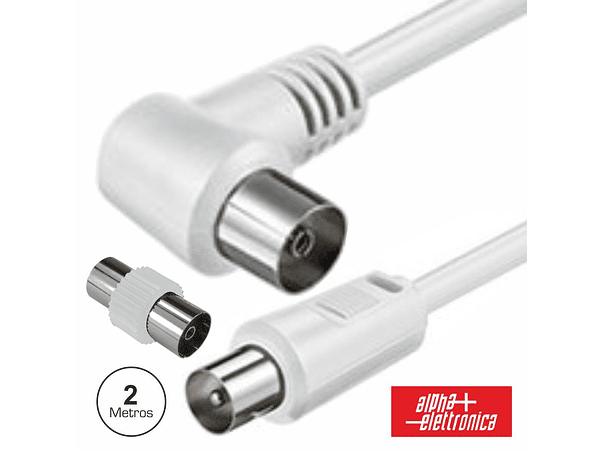 CABO COAXIAL MACHO/FÊMEA BRANCO 2M 90º POLYBAG 1