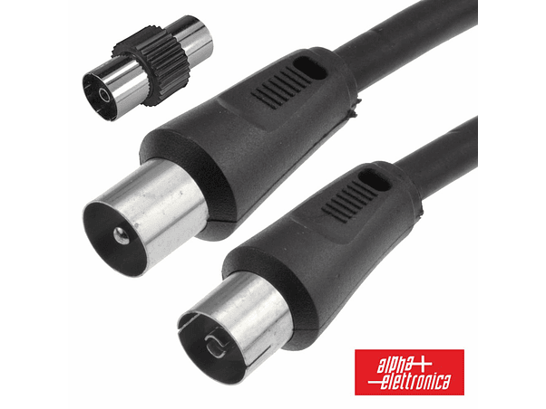 CABO COAXIAL MACHO/FÊMEA + ADAPTADOR PRETO 2M 1
