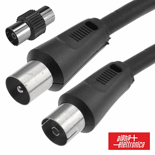 CABO COAXIAL MACHO/FÊMEA + ADAPTADOR PRETO 2M