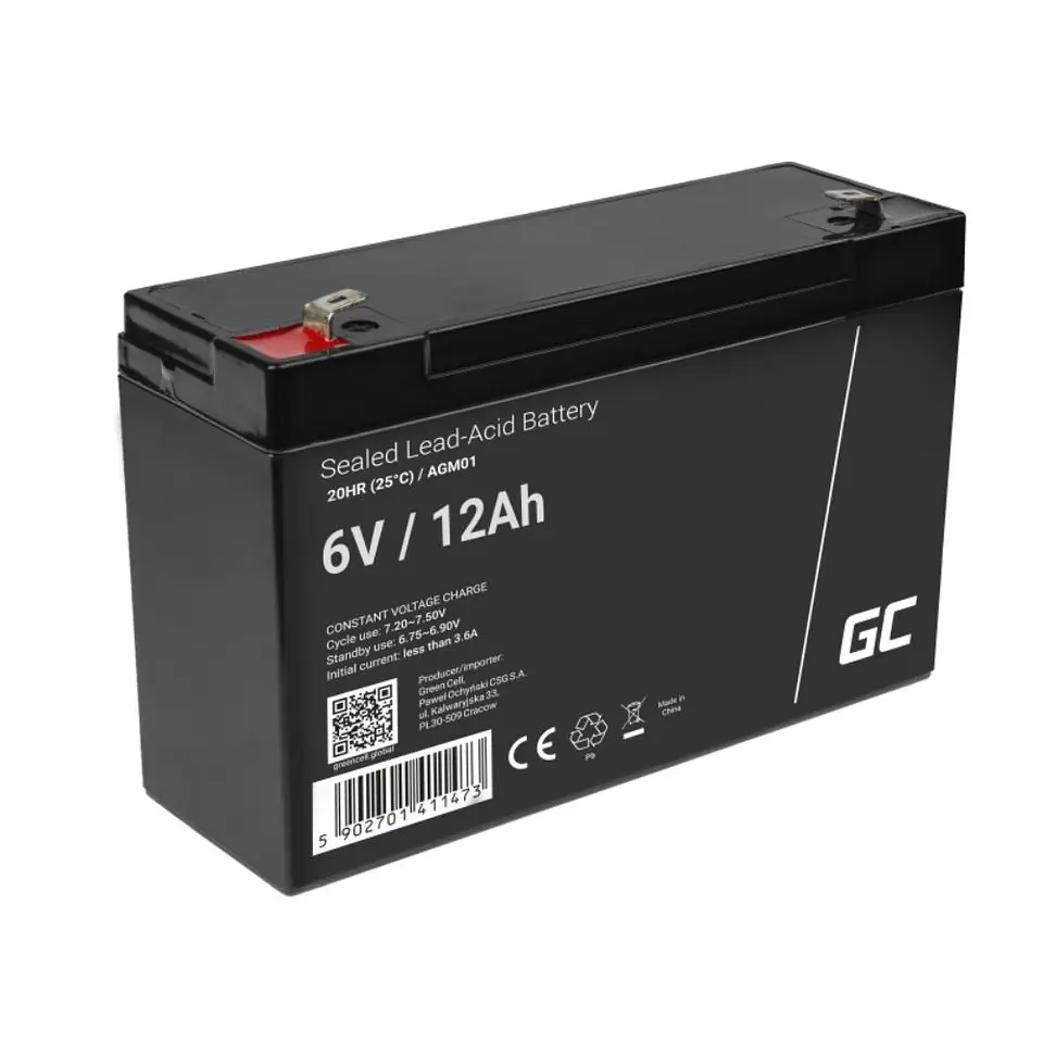 BATERIA CHUMBO GEL AGM 6V 12A GREEN CELL 1
