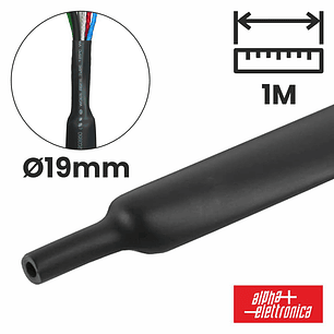 TUBO MANGA TERMORETRÁCTIL 19MM 1M PRETO ALPHA