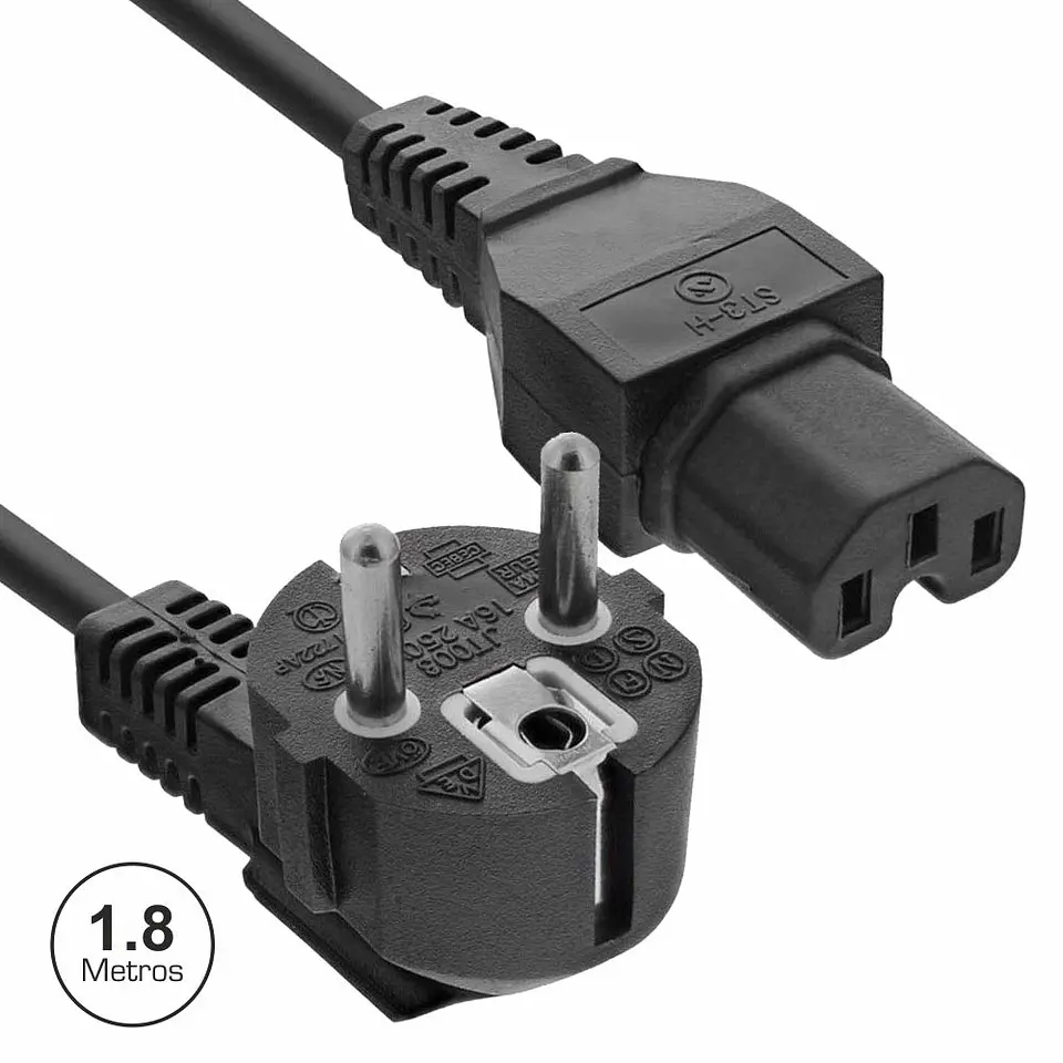 CABO ALIMENTAÇÃO SCHUKO MACHO 3P / IEC C15 FÊMEA 1.8M PRETO 1