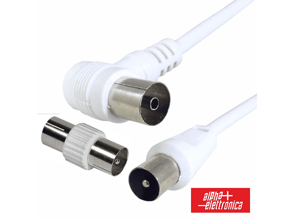 CABO COAXIAL MACHO/FÊMEA BRANCO 3M 90º ALPHA 1