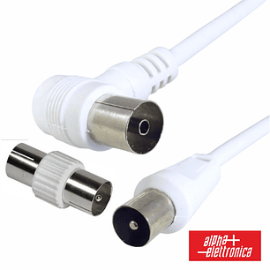 CABO COAXIAL MACHO/FÊMEA BRANCO 3M 90º ALPHA