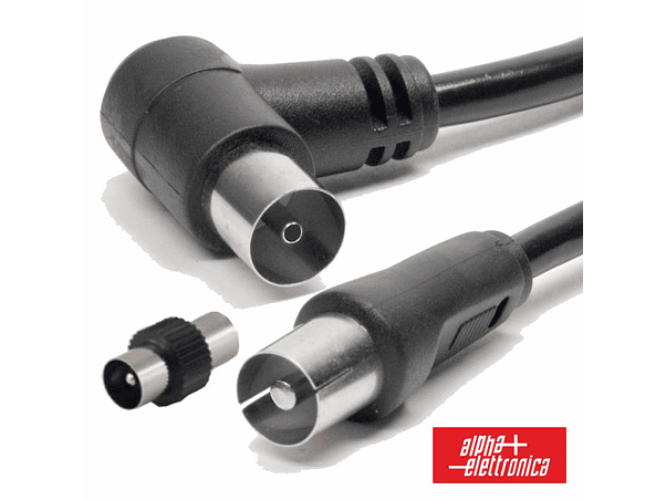CABO COAXIAL MACHO/FÊMEA PRETO 2M ÂNGULAR 90º ALPHA 1