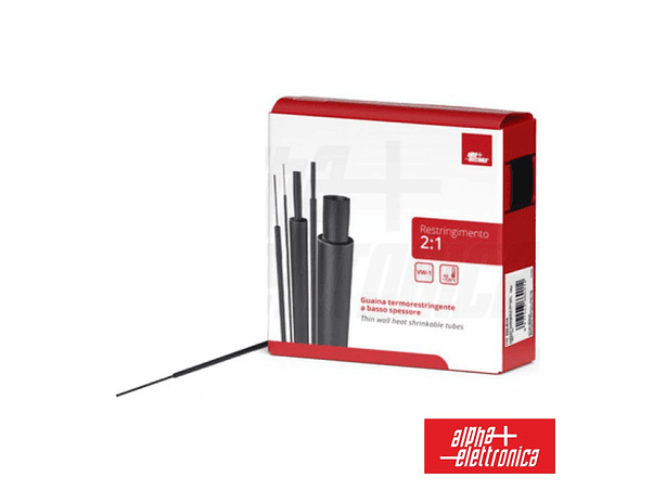 TUBO MANGA TERMORETRÁCTIL ATÉ 3.2MM 10M PRETO ALPHA 1