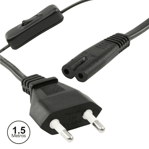 CABO ALIMENTAÇÃO AC PLANO / TIPO 8 IEC C7 COM INTERRUPTOR1.5M