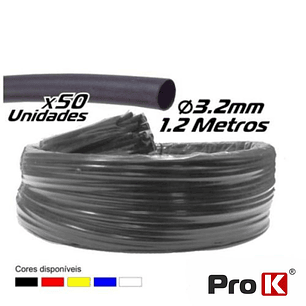 TUBO MANGA TERMORETRÁCTIL 3.2MM 1.2M 50X PRETA PROK