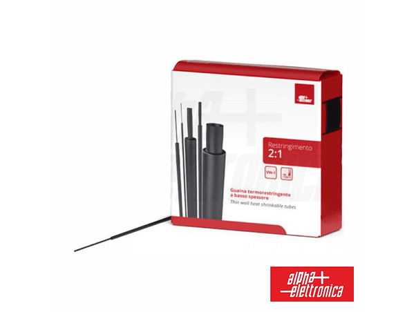 TUBO MANGA TERMORETRÁCTIL ATÉ 4.8MM 10M PRETO ALPHA 1