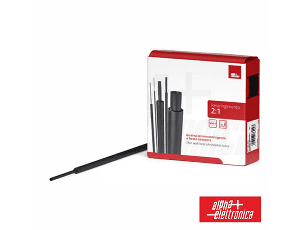 TUBO MANGA TERMORETRÁCTIL ATÉ 9.5MM 6M PRETO ALPHA 1