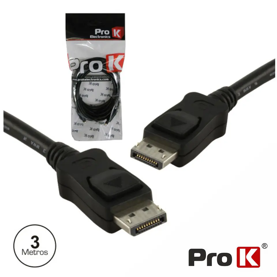 CABO DISPLAYPORT MACHO / MACHO PRETO 3M PROK 1