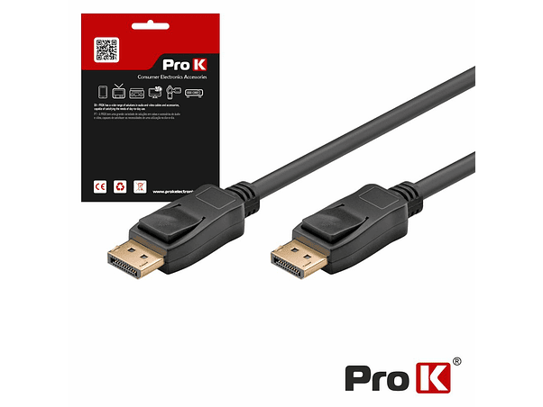 CABO DISPLAYPORT 4K MACHO / MACHO PRETO 3M PROK 1