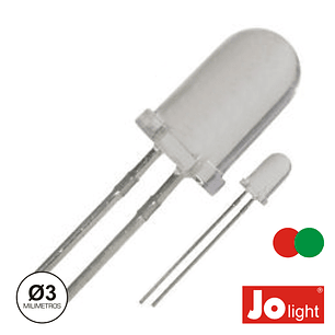 LED 3MM MULTICOR VERMELHO E VERDE DIFUSO JOLIGHT