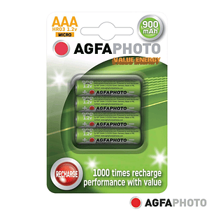 PILHA RECARREGÁVEL AAA 1.2V 900MAH 4X BLISTER AGFAPHOTO