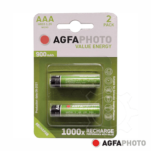PILHA RECARREGÁVEL AAA 1.2V 900MAH 2X BLISTER AGFAPHOTO