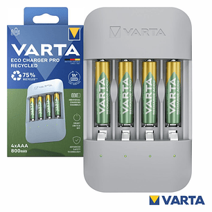 CARREGADOR PRO PILHAS AA/AAA COM 4X AAA 800MAH 56813 VARTA