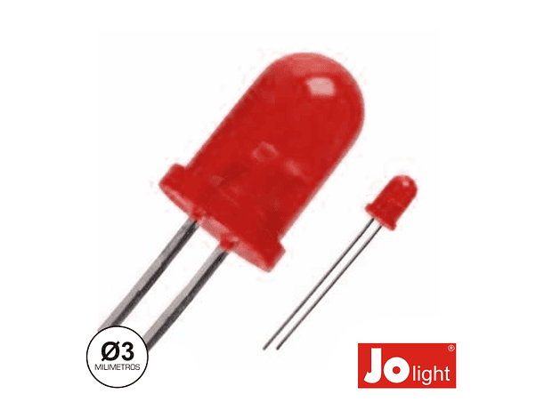LED 3MM VERMELHO DIFUSO INTERMITENTE JOLIGHT 1