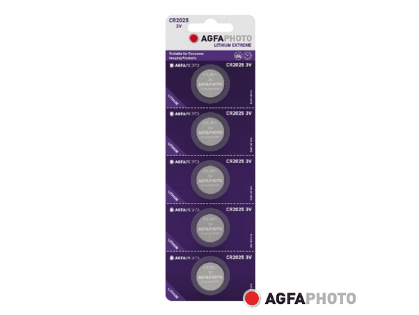 PILHA LÍTIO BOTÃO CR2025 3V 5X BLISTER AGFAPHOTO 1