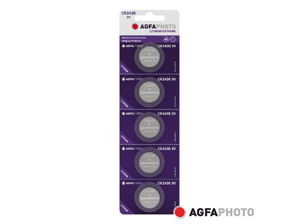 PILHA LÍTIO BOTÃO CR2430 3V 5X BLISTER AGFAPHOTO 1
