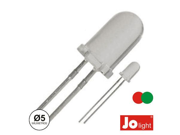 LED 5MM MULTICOR VERMELHO E VERDE DIFUSO JOLIGHT 1